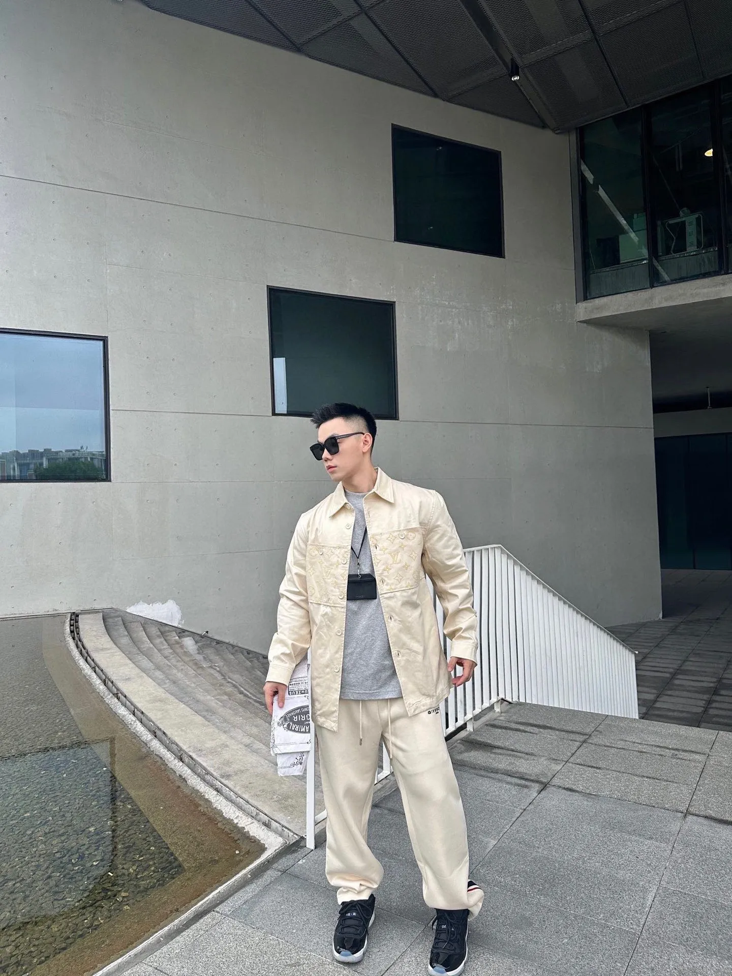 Louis Vuitton/Louis Vuitton 24Fw presbyopic flocked patchwork shirt jacket